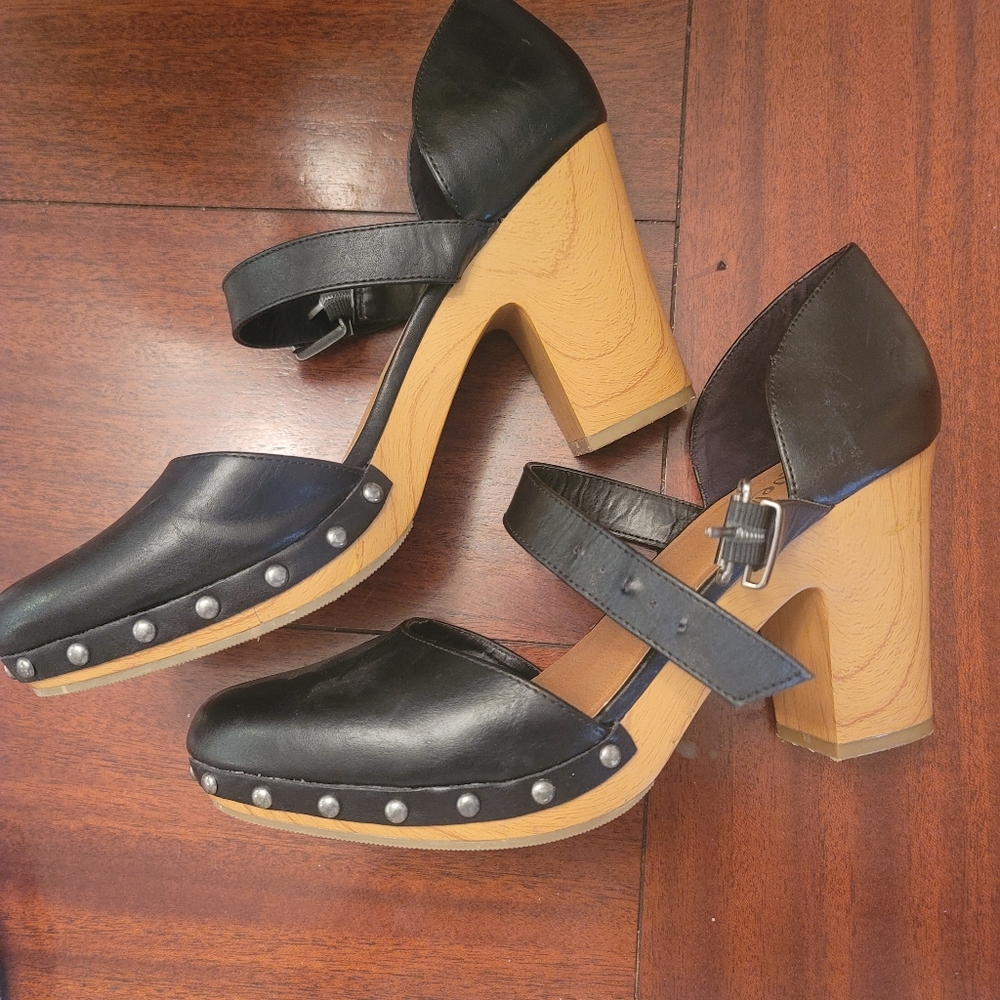 Revel Black Clog Heels
